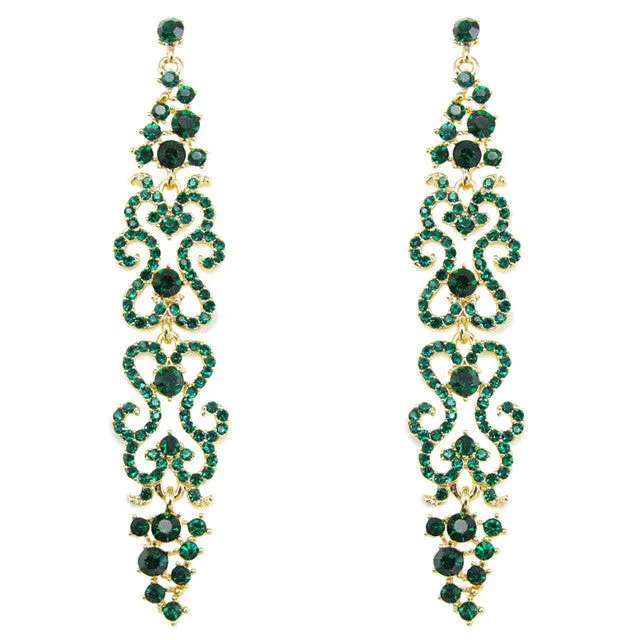 Romantic Goth Rhinestone Long Drop Earrings