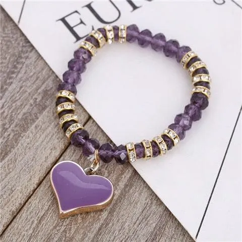 Romantic Vintage Bracelets For Women Heart Pendant Bracelets with crystal Shambhala Beads Fit Pan Bracelets Jewelry
