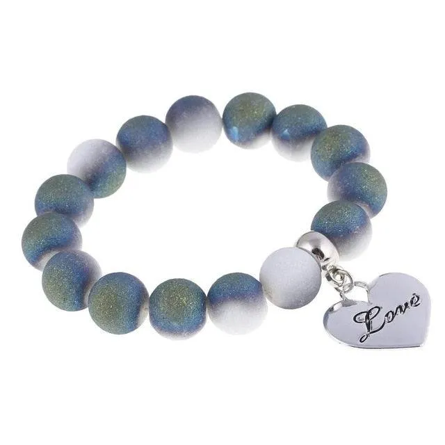 Romantic Vintage Bracelets For Women Heart Pendant Bracelets with crystal Shambhala Beads Fit Pan Bracelets Jewelry