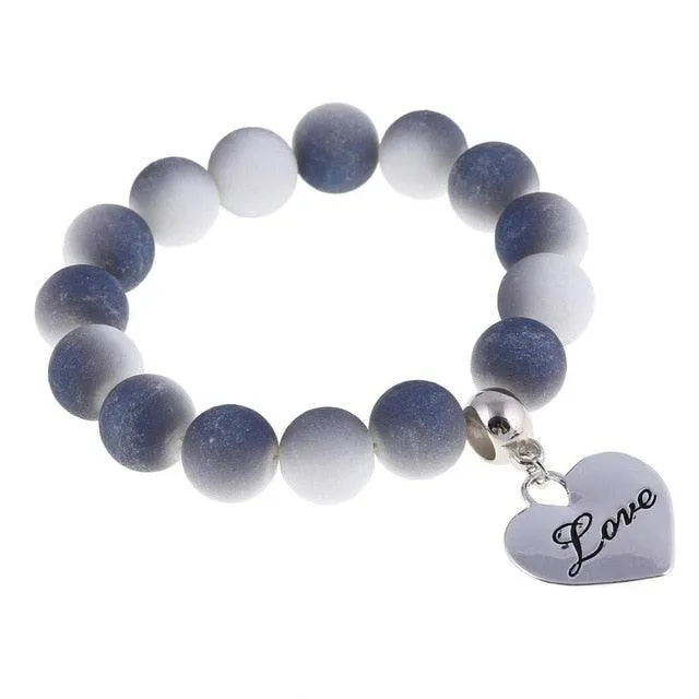 Romantic Vintage Bracelets For Women Heart Pendant Bracelets with crystal Shambhala Beads Fit Pan Bracelets Jewelry