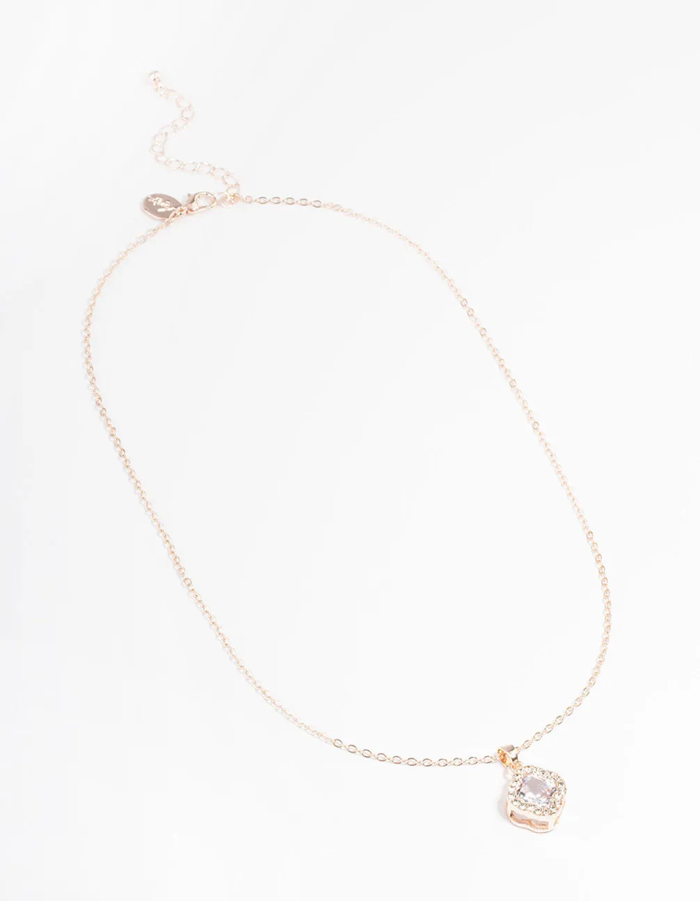 Rose Gold Cubic Zirconia Diamante Clover Necklace