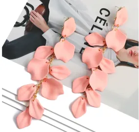 Rose Petal Acrylic Earrings - Pink