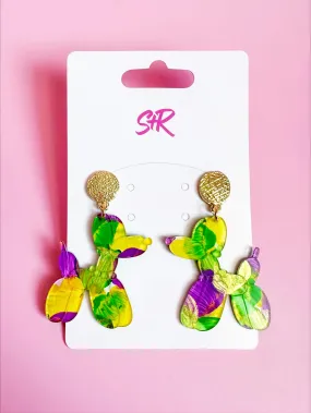 Sandy   Rizzo Mardi Gras Art Balloon Dog Earrings