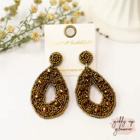 Seed Bead Teardrop Post Earrings in Bronze