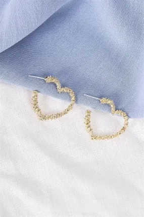 Shaved Gold Crust Heart Shaped Stud Earrings /3 Pieces