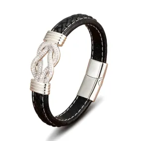 Shiny Braided Leather Mens Bracelets
