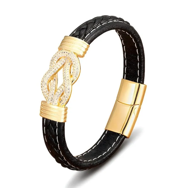 Shiny Braided Leather Mens Bracelets