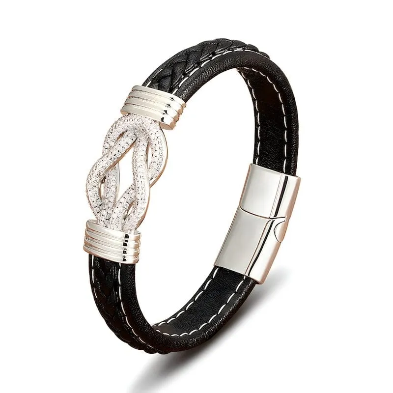 Shiny Braided Leather Mens Bracelets