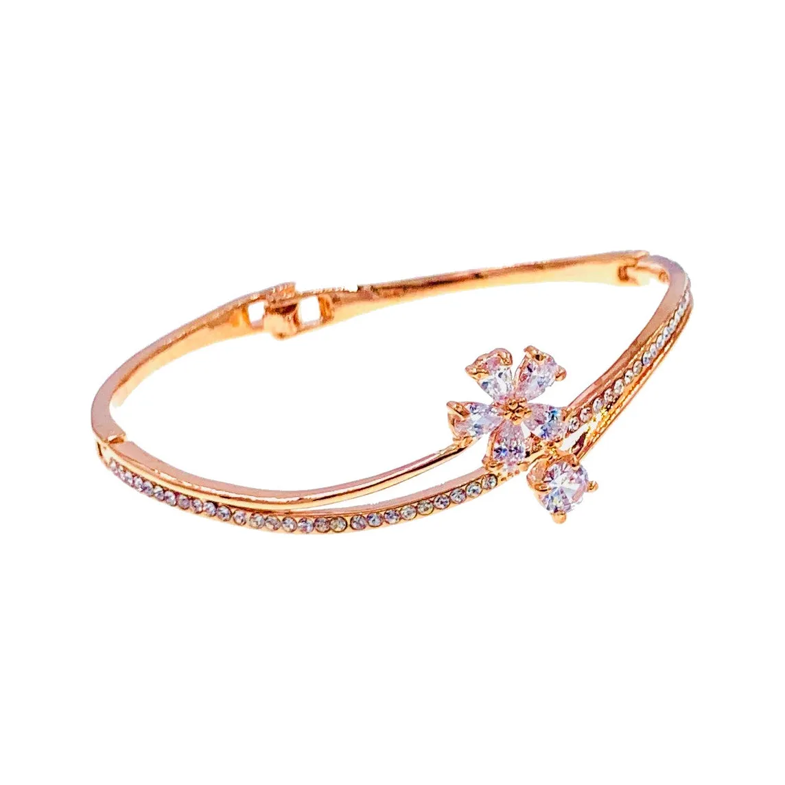 Sibley Flower Cubic Zirconia Bangle Bracelet