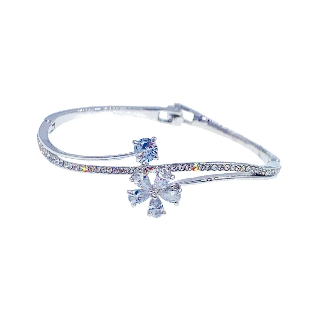 Sibley Flower Cubic Zirconia Bangle Bracelet