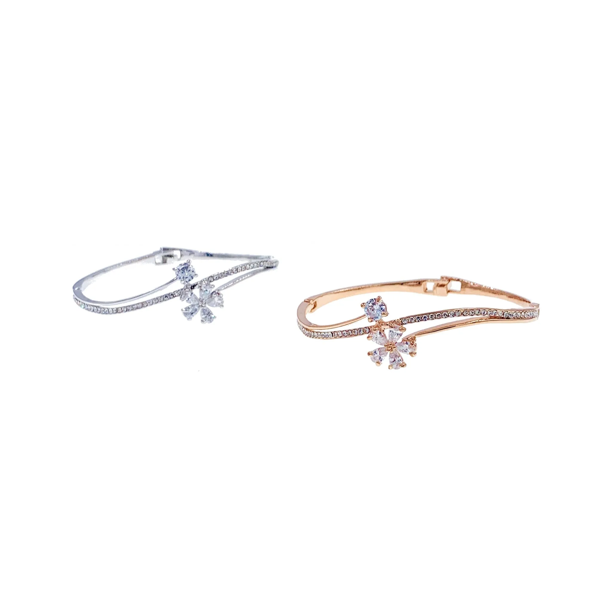 Sibley Flower Cubic Zirconia Bangle Bracelet