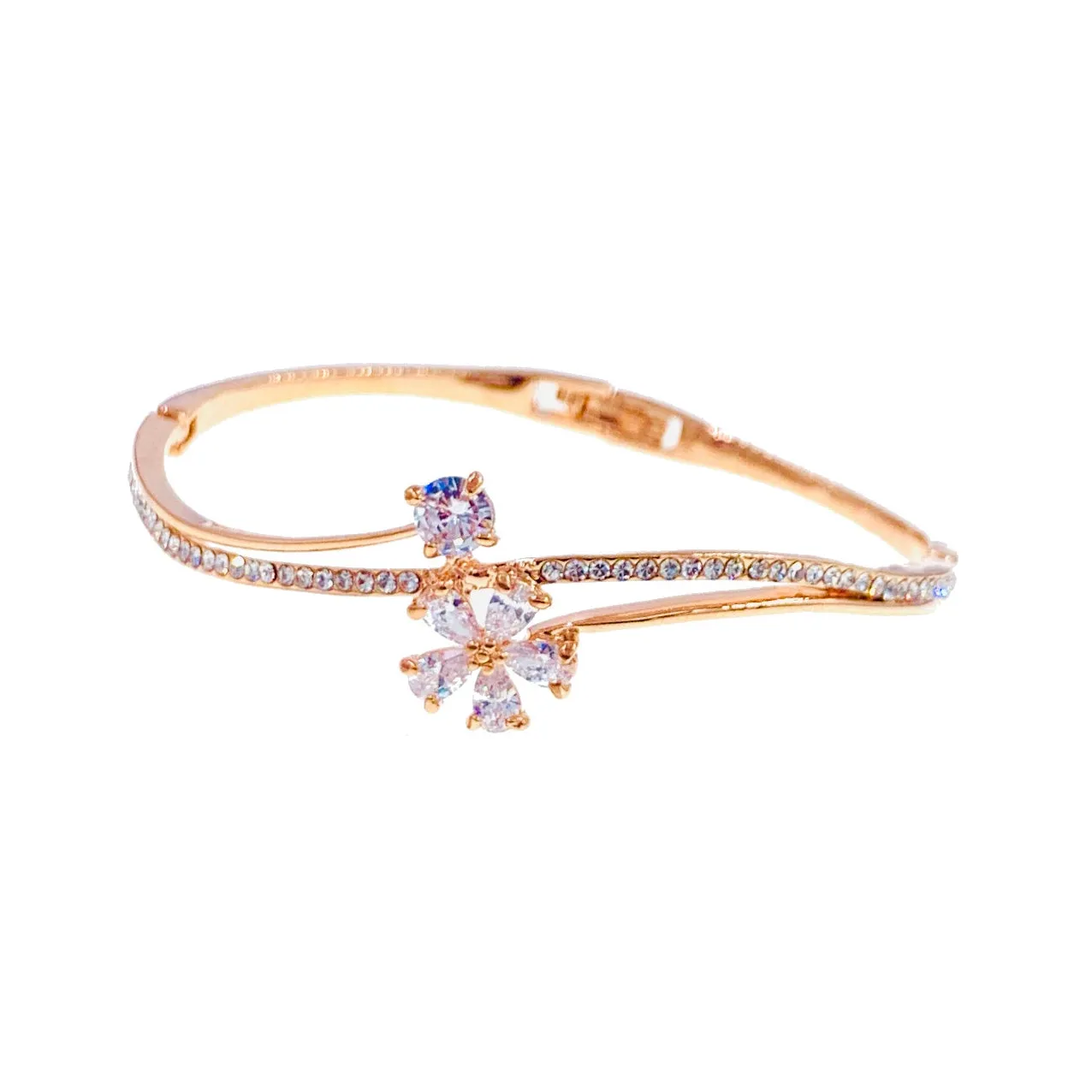 Sibley Flower Cubic Zirconia Bangle Bracelet
