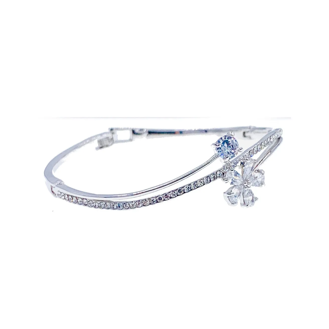Sibley Flower Cubic Zirconia Bangle Bracelet