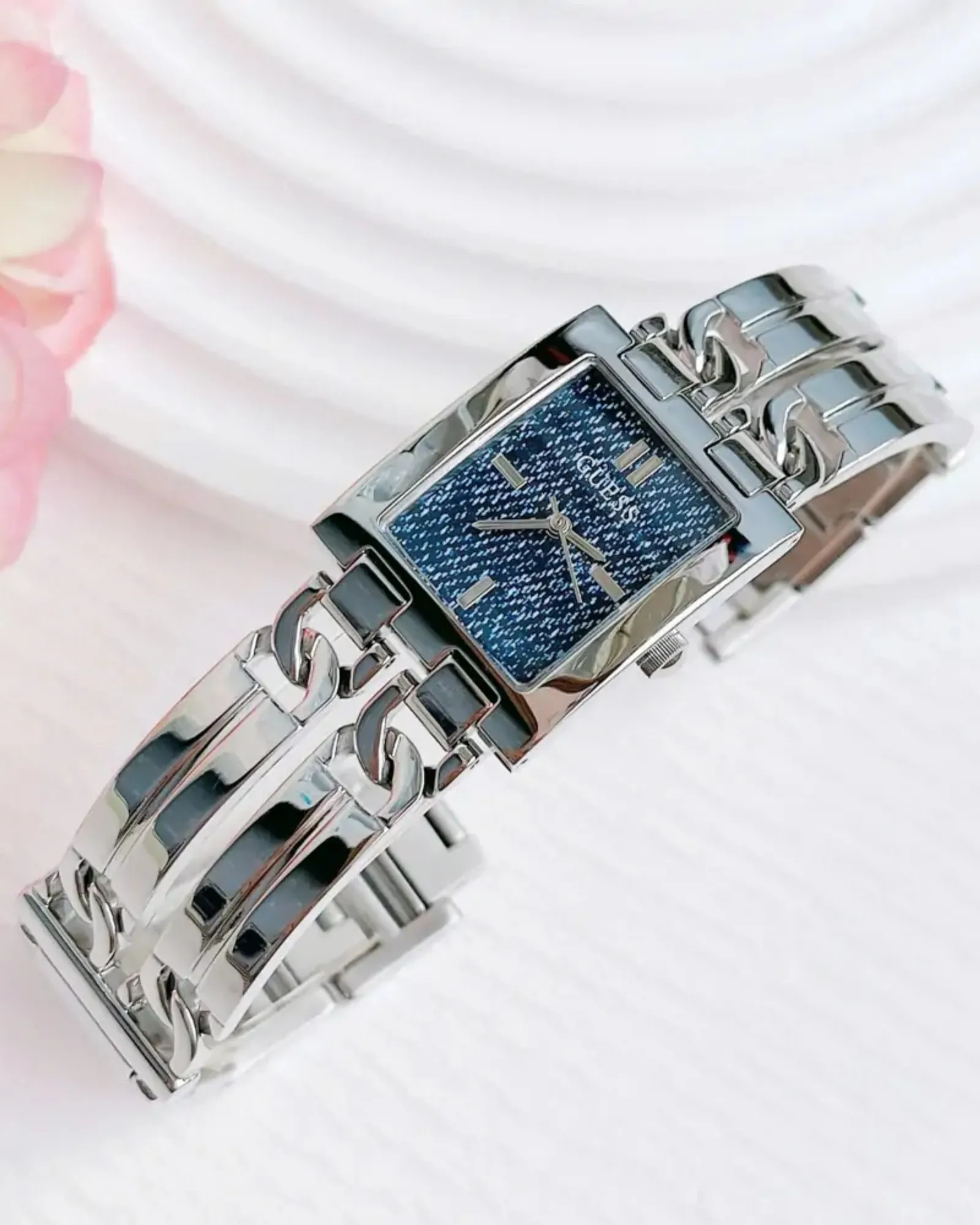 Silver Mod Denim Dial Link Watch