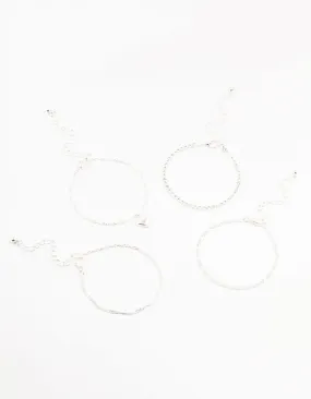 Silver Star Drop Heart Bracelets 4-Pack