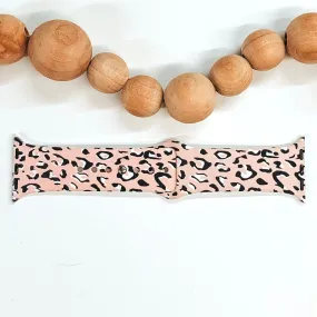 Smart Watch Band in Blush Pink with Leopard Print Design