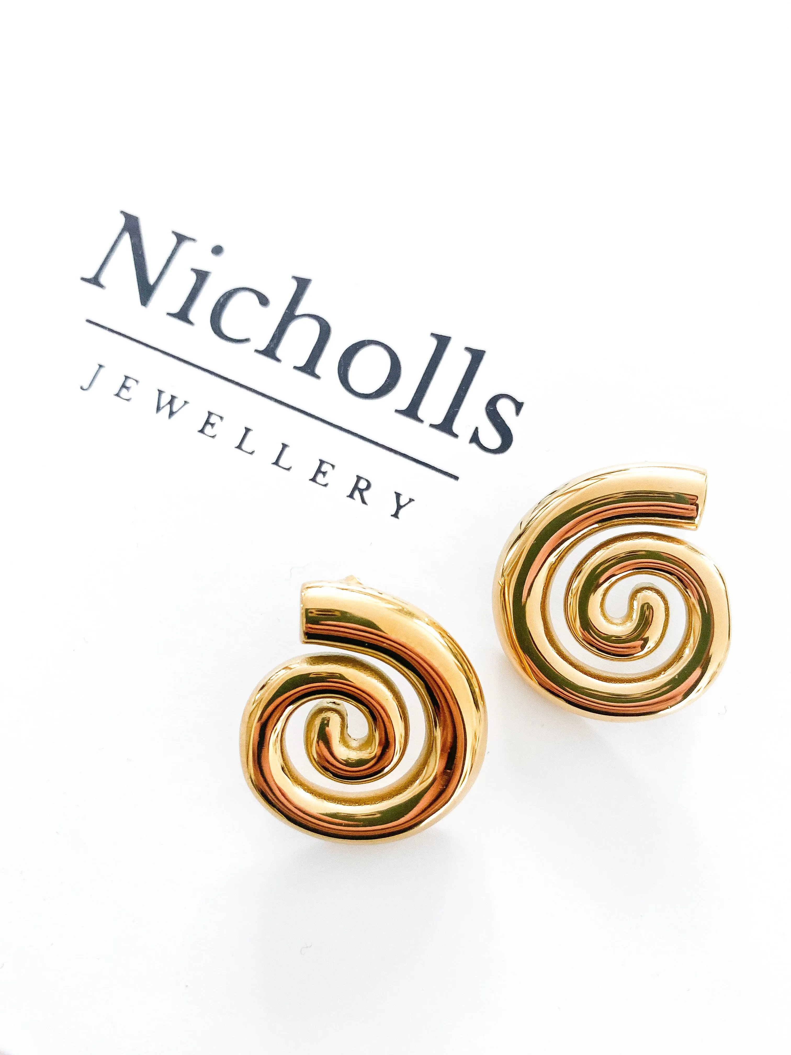 Spiral Gold Statement Earrings