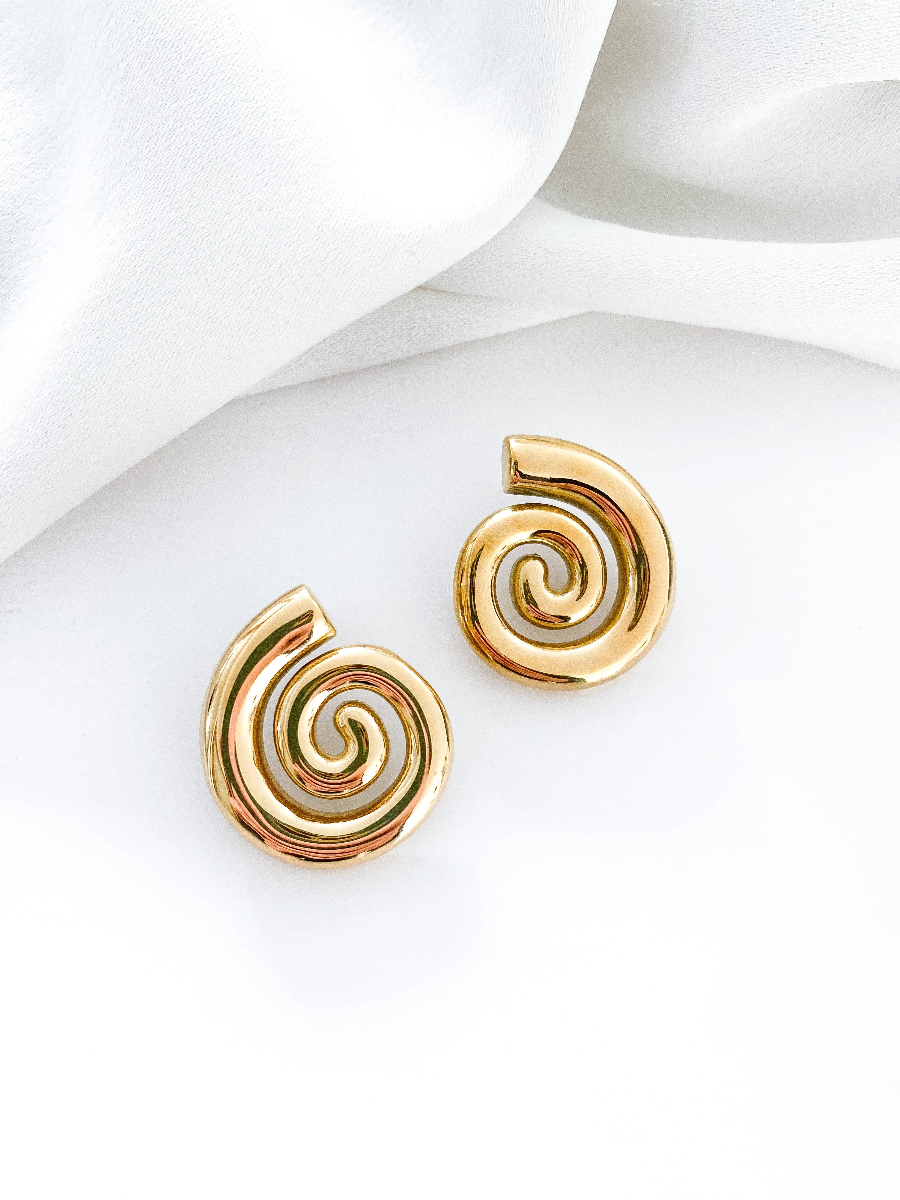 Spiral Gold Statement Earrings