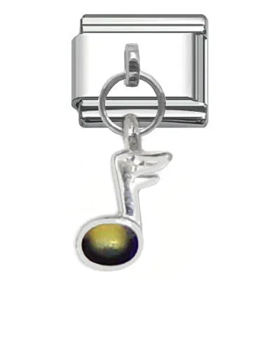 Stainless Steel 9mm Shiny Link with Dangling Musical Note for Italian Charm Bracelet