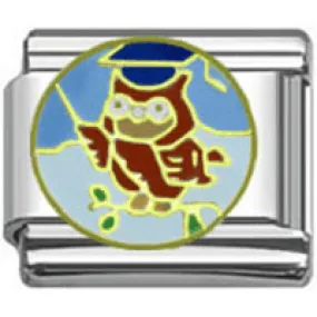 Stainless Steel 9mm Shiny Wise Owl Link for Italian Charm Bracelet