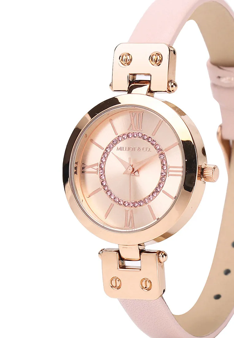 Sylvia Rose Gold Analog Watch with Bangle (Nude)