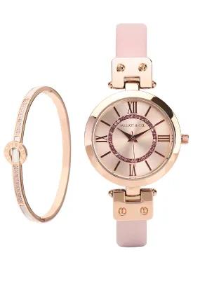 Sylvia Rose Gold Analog Watch with Bangle (Nude)