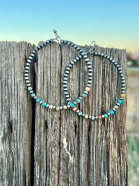 The Nephi Navajo Hoop w Multi Stones Earrings