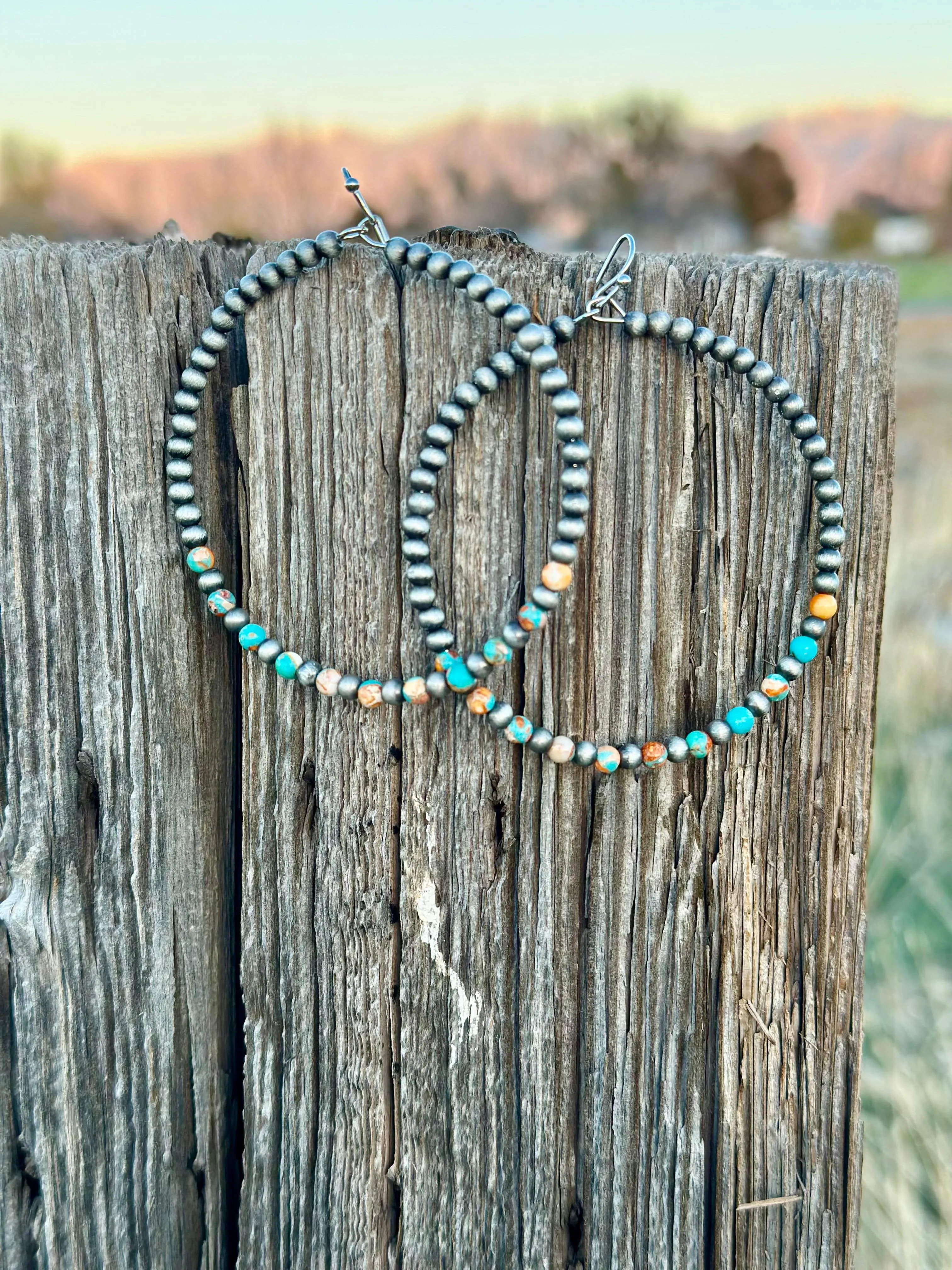 The Nephi Navajo Hoop w Multi Stones Earrings