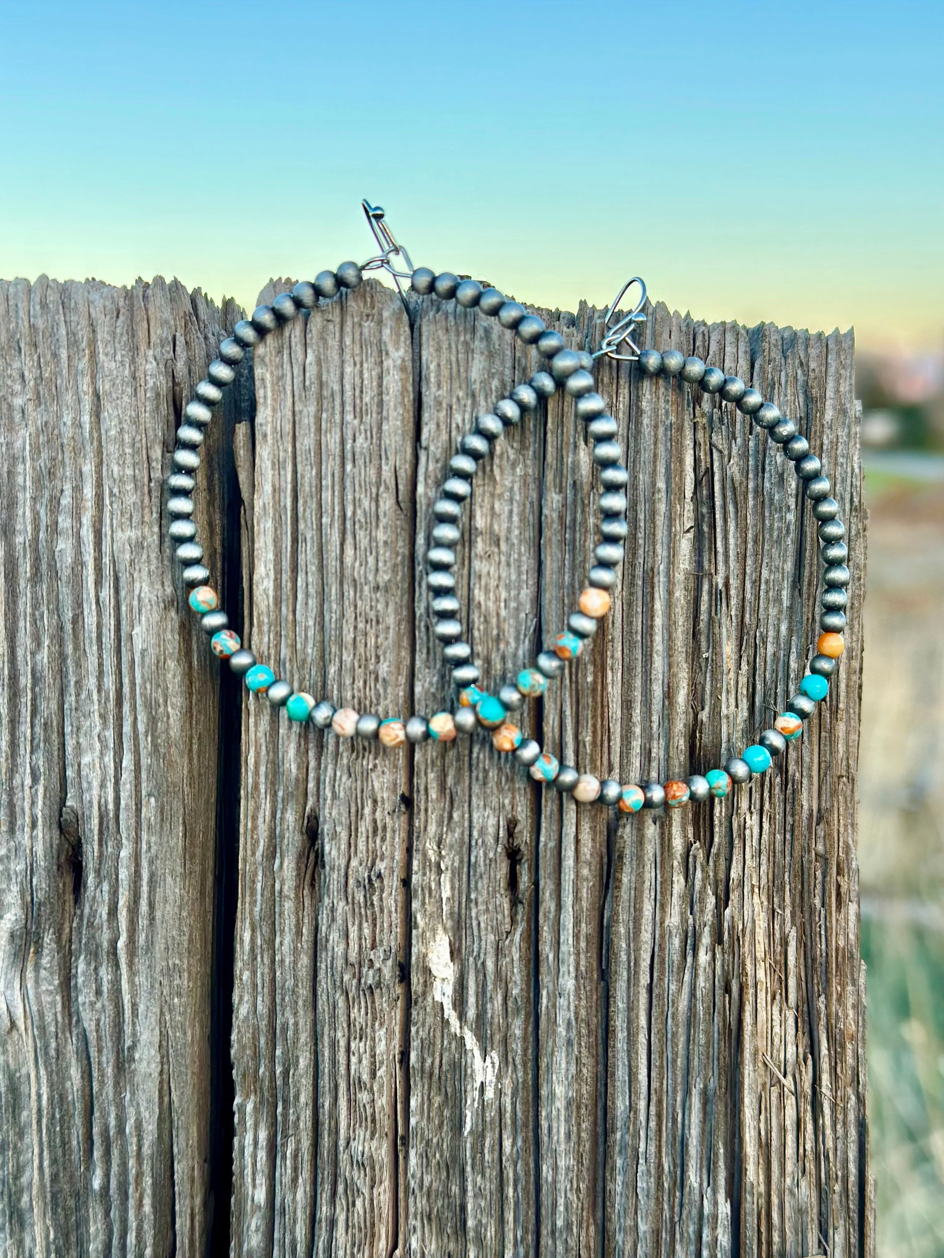 The Nephi Navajo Hoop w Multi Stones Earrings