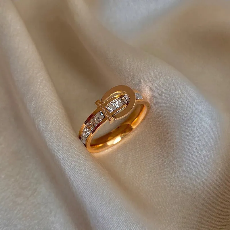 Timeless Fashion Roman Numerals and Belt Buckle Shaped Rings