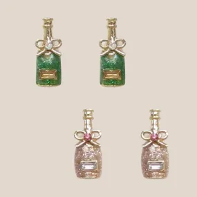 Tiny Champagne Ribbon Stud Earrings