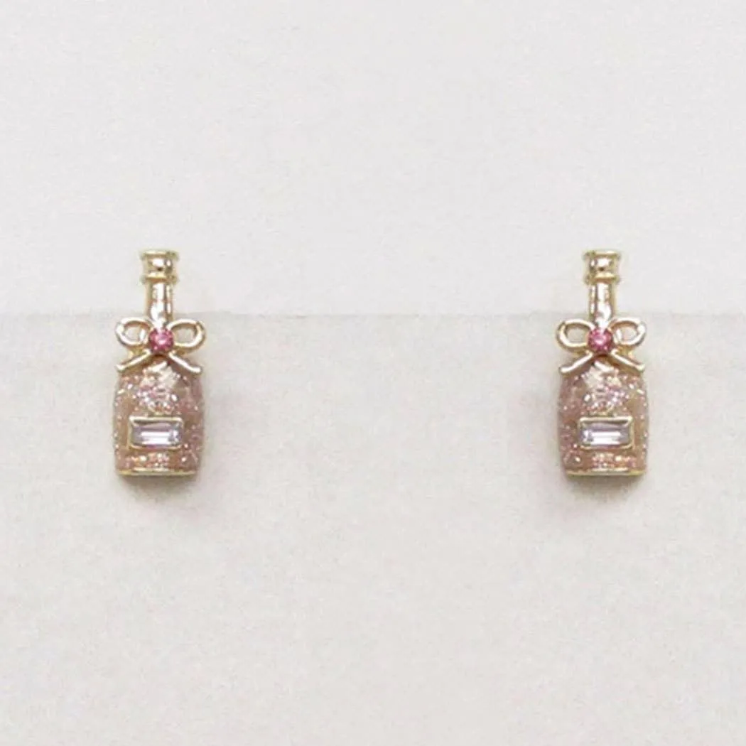 Tiny Champagne Ribbon Stud Earrings