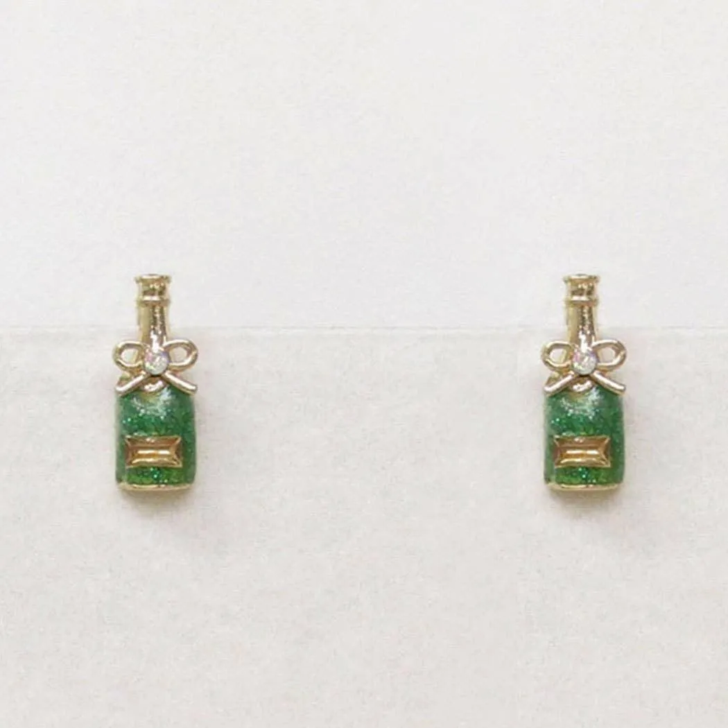 Tiny Champagne Ribbon Stud Earrings