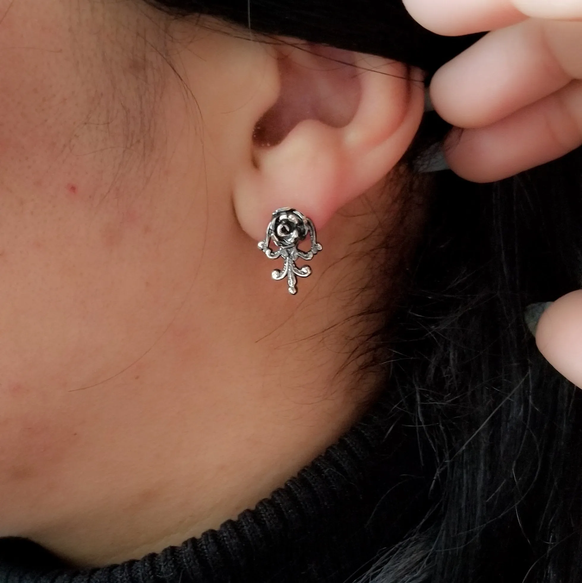 Victorian Rose and Lace Earrings Flower