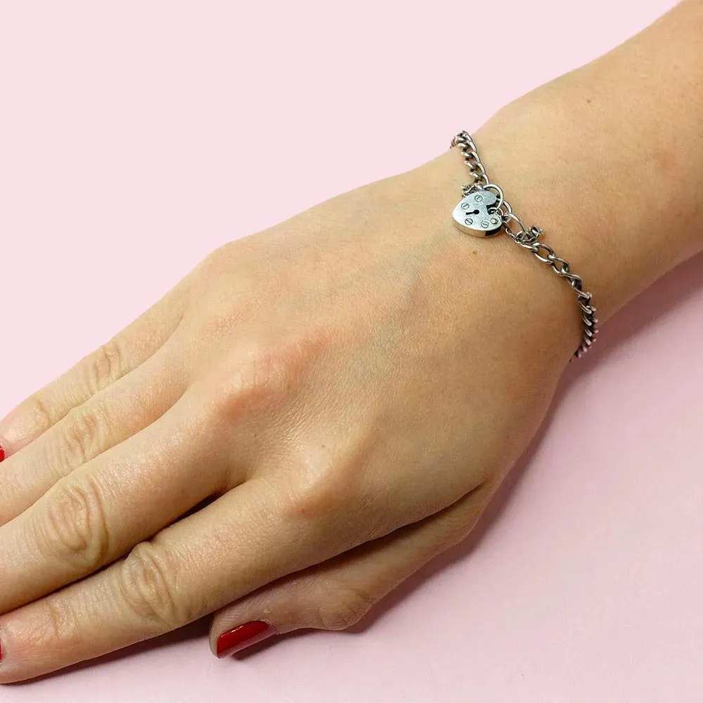 Vintage 1970's Sterling Silver Heart Bracelet