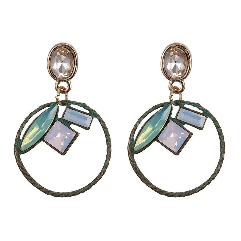 Vintage Hollow Round Dangle Drop Statement Earrings