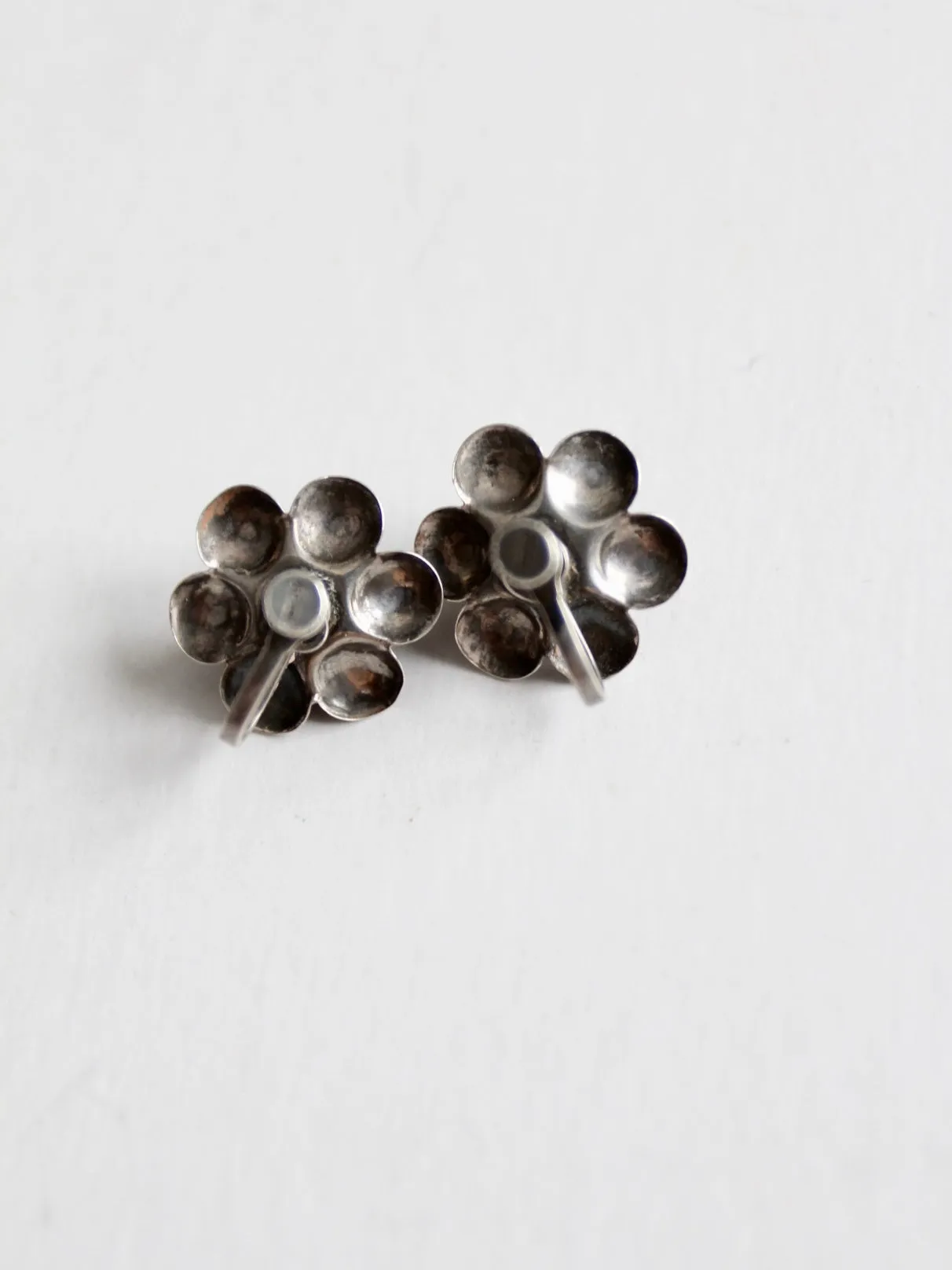vintage sterling silver floral earrings