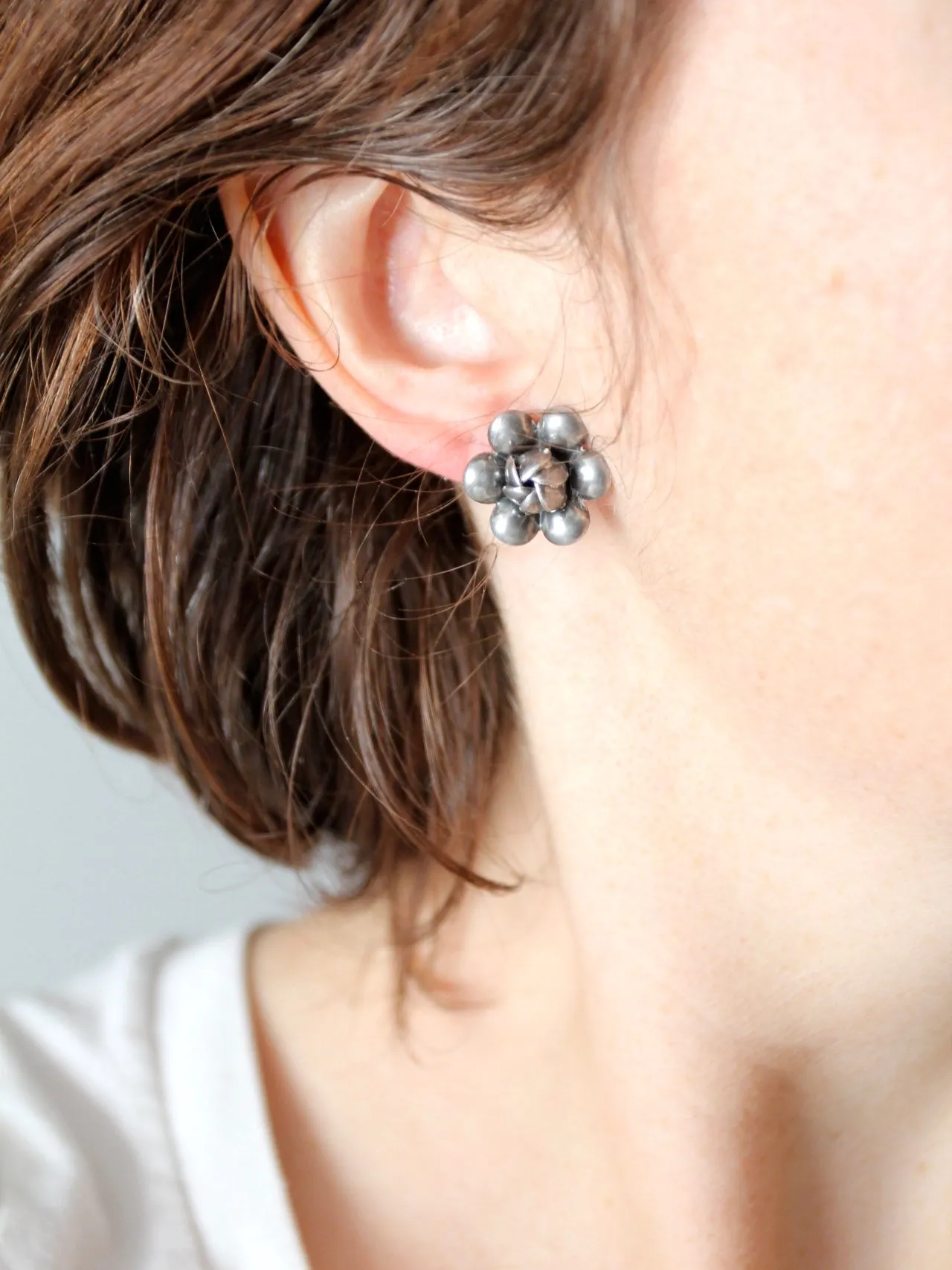 vintage sterling silver floral earrings