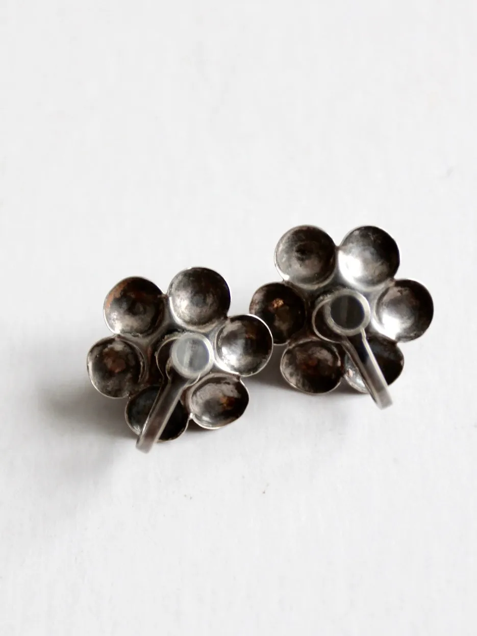vintage sterling silver floral earrings
