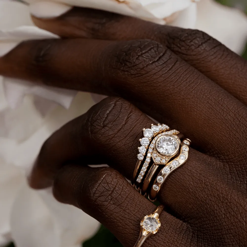 White Diamond Seven Stars Nesting Ring