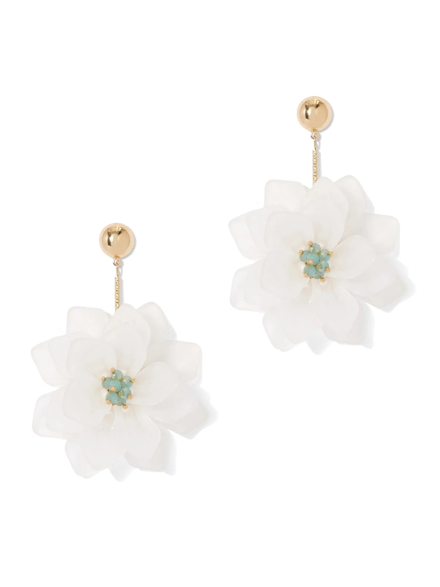 White Floral Drop Earring