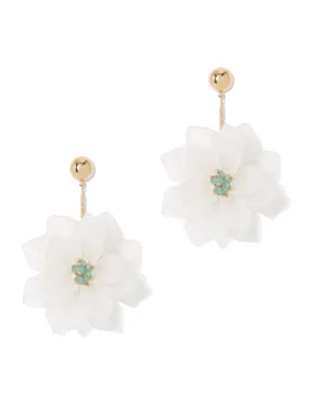 White Floral Drop Earring
