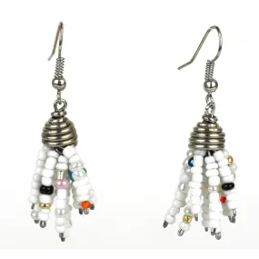 White Maasai Beaded Spike Earrings Zakali Creations