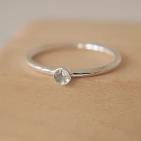 White Topaz Ring: Round Band with 3mm Stone