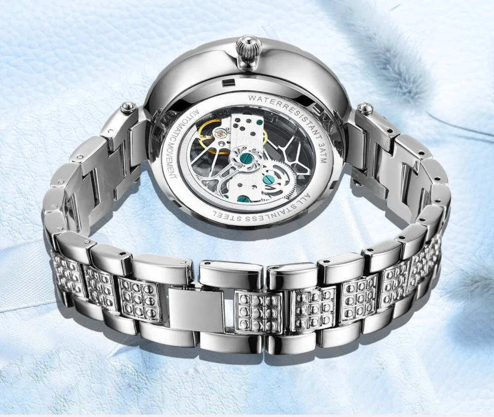 Women's Casual Water Resistant Automatic Mechanical Skeleton Watch
