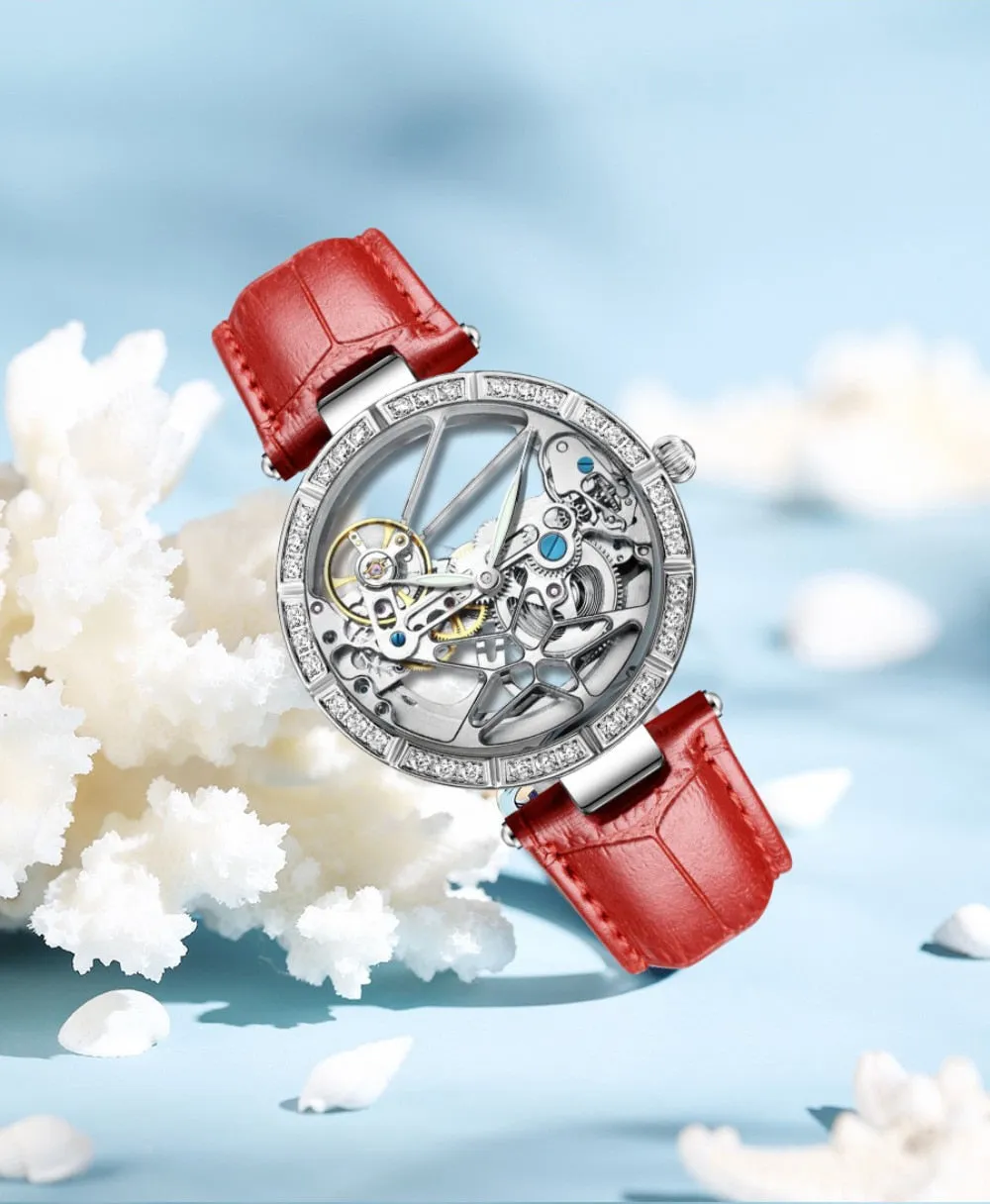 Women's Casual Water Resistant Automatic Mechanical Skeleton Watch