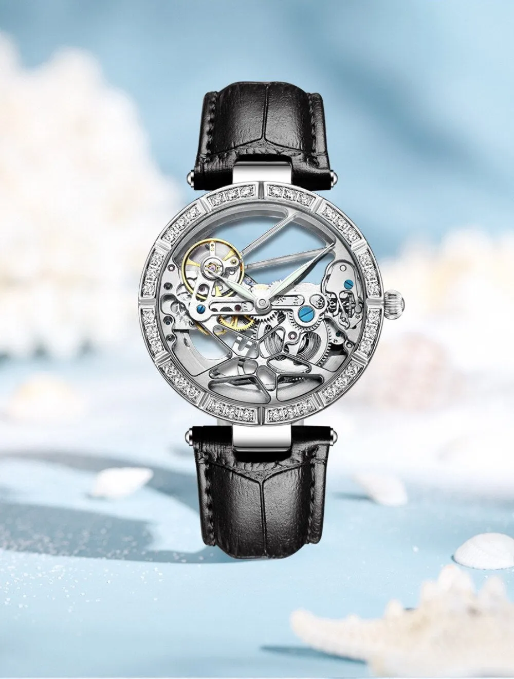 Women's Casual Water Resistant Automatic Mechanical Skeleton Watch