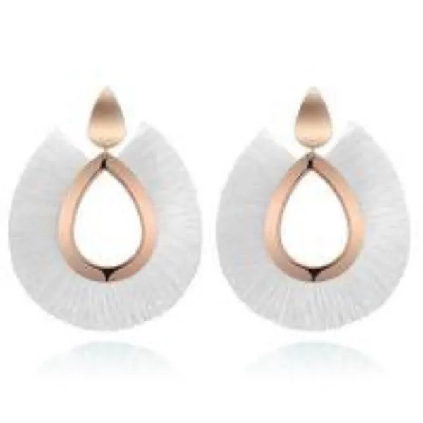 Womens Fringe Earrings Lightweight Dangle Teardrop Cotton Tassel Earrings