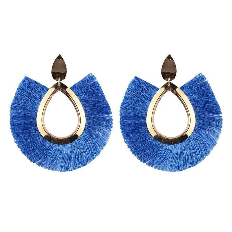 Womens Fringe Earrings Lightweight Dangle Teardrop Cotton Tassel Earrings
