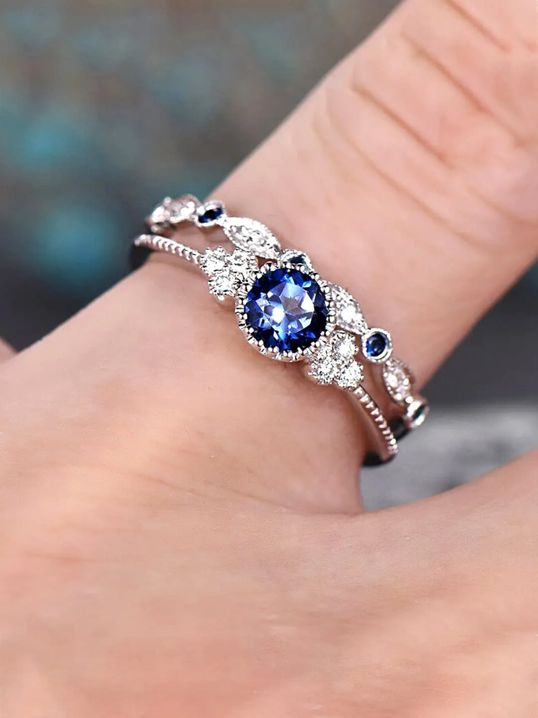 Yellow Chimes Rings for Women and Girls Proposal Ring for Girls | Valentine Special Silver Toned Crystal Finger Ring for Women | Birthday Gift For girls and women Anniversary Gift for Wife (Blue 5)